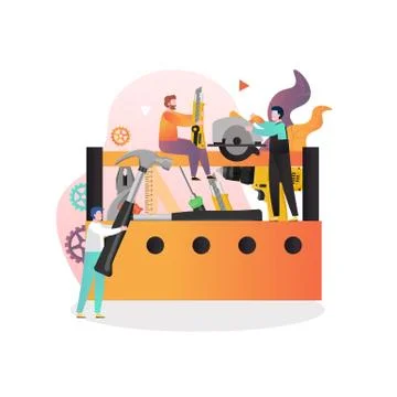 Carpentry services vector concept for web banner, website page Stock Illustration