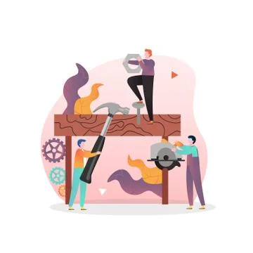 Carpentry services vector concept for web banner, website page Stock Illustration