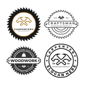 Carpentry set logo badge icon Stock Illustration