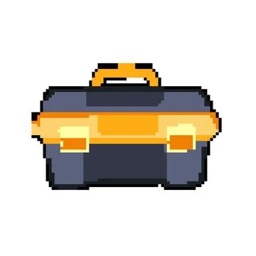 Carpentry toolbox pixel art vector illustration Stock Illustration