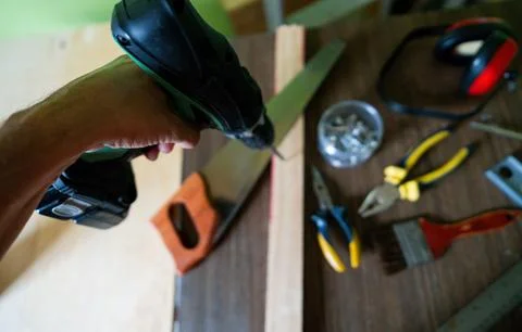 Carpentry tools and general use in home and factory Stock Photos