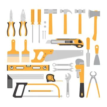 Carpentry Tools Flat Design Stock Illustration