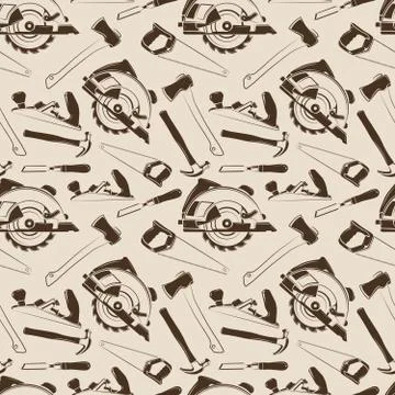 Carpentry tools seamless pattern design Stock Illustration