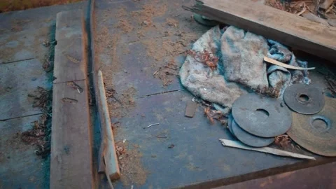 Carpentry tools on a wooden table Video stock 202053997