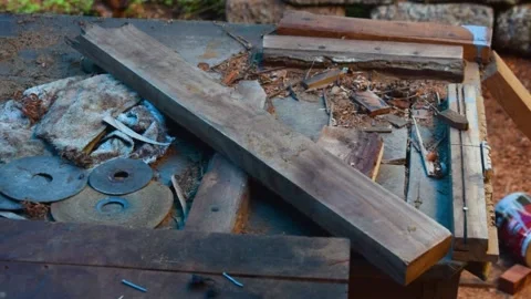 Carpentry tools on a wooden table Video stock 202054035