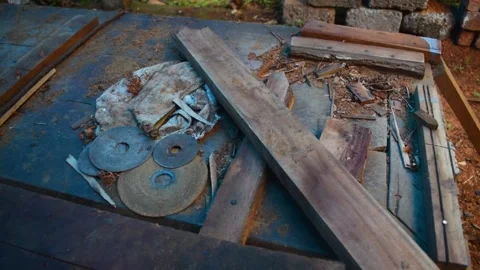Carpentry tools on a wooden table Video stock 202054055