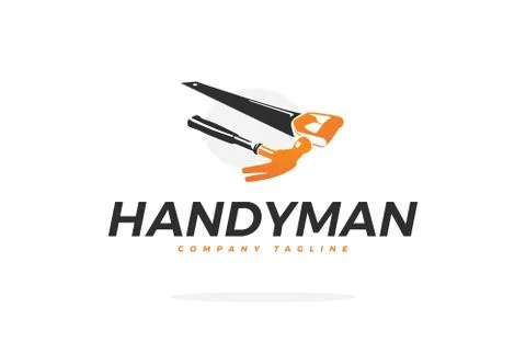 Carpentry Vector Logo with Hammer and Saw Stock Illustration