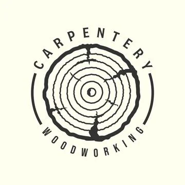 Carpentry vintage logo vector template illustration design. woodwork or timbe Stock Illustration