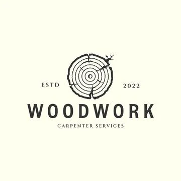 Carpentry vintage logo vector template illustration design. woodwork or timbe Stock Illustration