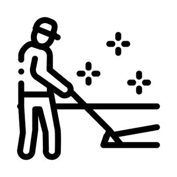 Carpet cleaner worker icon vector outline illustration Stock Illustration