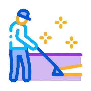 Carpet cleaner worker icon vector outline illustration Stock Illustration