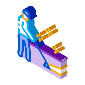 Carpet cleaner worker isometric icon vector illustration Stock Illustration