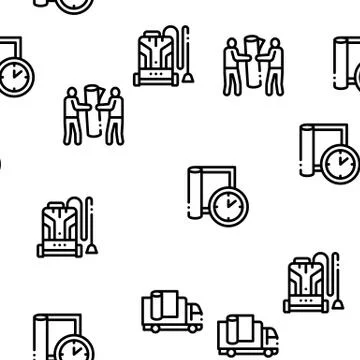 Carpet Cleaning Washing Seamless Pattern Vector Stock Illustration