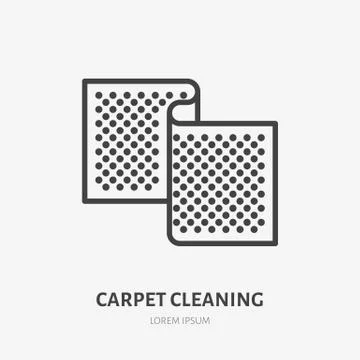 Carpet flat line icon. Vector thin sign of door mat, rug cleaning logo. House Illustrazione stock