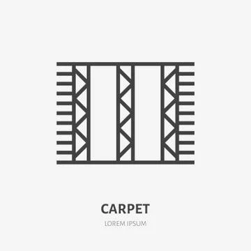 Carpet flat line icon. Vector thin sign of door mat, rug cleaning logo. House Illustrazione stock