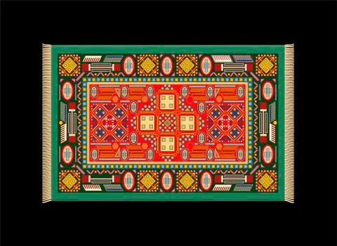 Carpet Green Red Stock Illustration