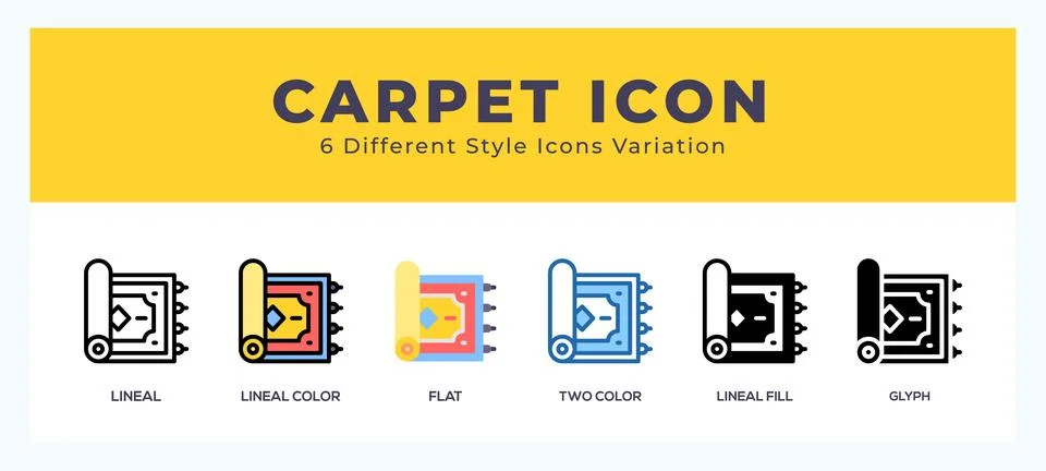 Carpet icon set with different styles. Design elements for logo. Vector ill.. Stock Illustration