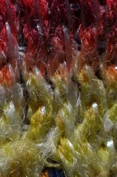 Carpet made of soft material, shaped like a collection of woven strands of ya Stock Photos