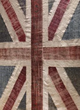 Carpet with Union Jack pattern made of colorful recycled vintage carpets Stock Illustration