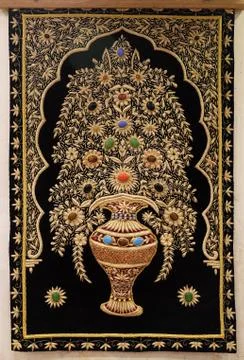 Carpet from wool and silk of classical design Stock Photos
