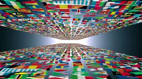 Carpet of World Flags, light bloom, alpha Stock Footage 11144527