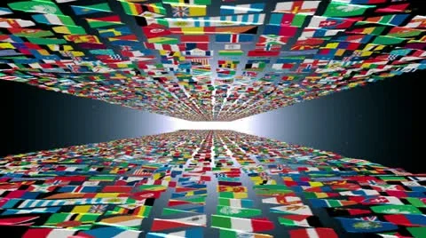Carpet of World Flags universe, loop Stock Footage 11863285