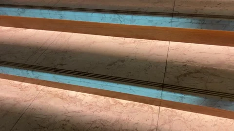 Carpeted steps. dolly shot of carpeted stairs in a new home Stock Footage 296218660