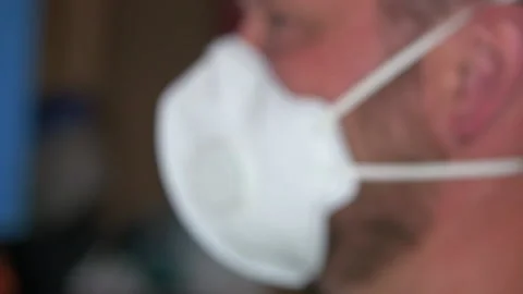Carpetner Wearing Protective Mask Stock Footage 137984187