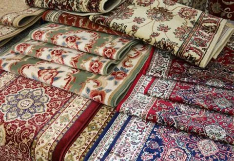 Carpets of various origin and quality Stockfoto's