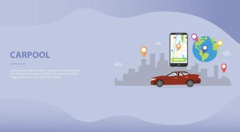 Carpool car sharing concept technology for website template or landing homepa Stock Illustration