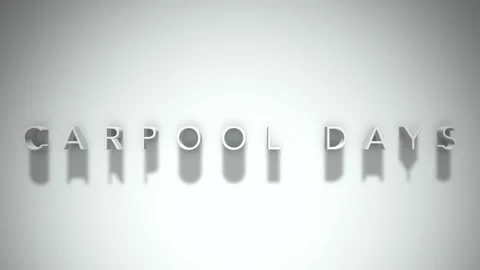 Carpool days 3D title animation white text on a white background Stock Footage 299823064