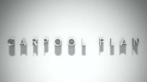 Carpool plan 3D title animation white text on a white background Stock Footage 299823059