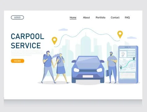Carpool service vector website landing page design template Stock Illustration