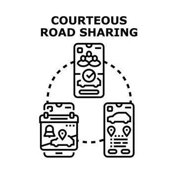 Carpooling and ride sharing mobile application services Stockillustratie