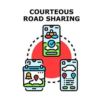 Carpooling and ride sharing mobile application services Stock Illustration