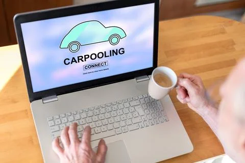 Carpooling concept on a laptop Foto stock