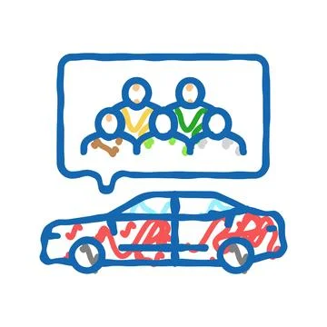 Carpooling environmental icon doodle illustration Stock Illustration