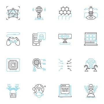 Carpooling linear icons set. Commuting, Transport, Ride sharing, Sustainability Stock Illustration