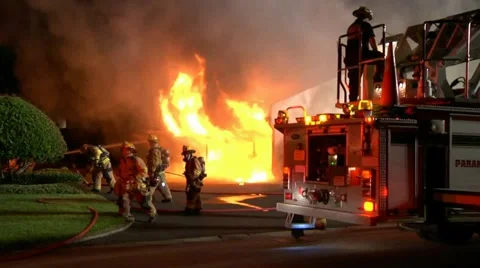 Carport Fire 12 Stock Footage 931997