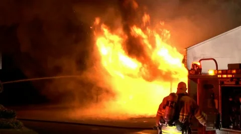 Carport Fire 13 Stock Footage 931622