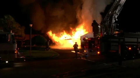 Carport fire 8 Stock Footage 932248
