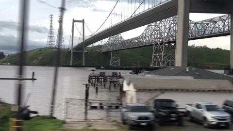 Carquinez Strait view from moving train Stock Footage 256499218