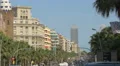Carrer de la Marina with Mapfre Tower and La Monumental in Barcelona 4k or 4k+ Resolution