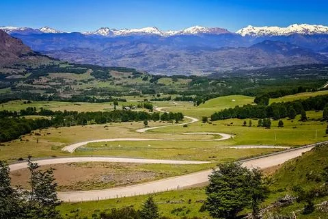 Carretera Austral switchbacks Twisting and turning Carretera Austral road ... Stock Photos