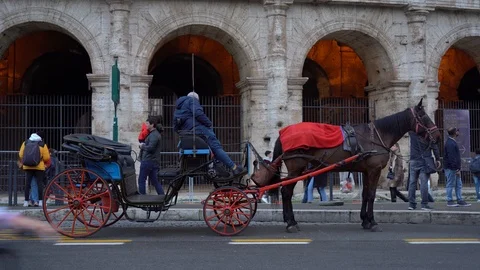 Carriage at coloseum Stock Footage 124868200