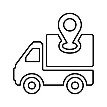 Carriage, dispatching, export outline icon. Line art vector. Stock Illustration
