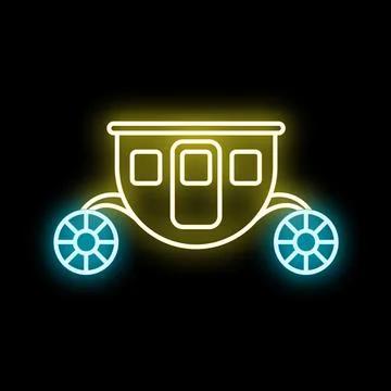 Carriage icon glowing neon effect on black background Stock Illustration