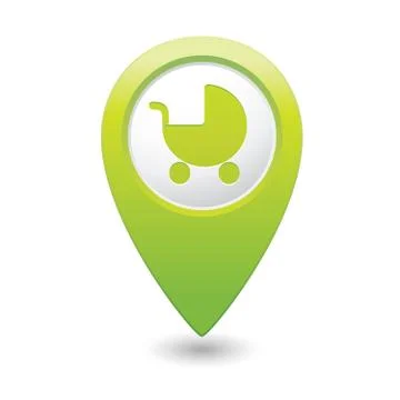 Carriage icon on map pointer green Stock Illustration