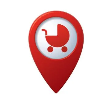 Carriage icon on map pointer Illustrazione stock