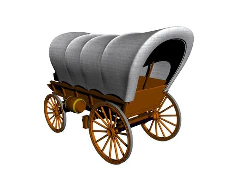 Carriage with loading area and drawbar as a covered wagon Stock Illustration
